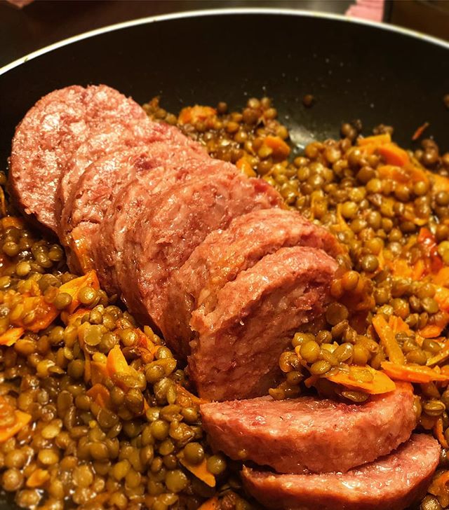 New Year’s lentils with cotechino